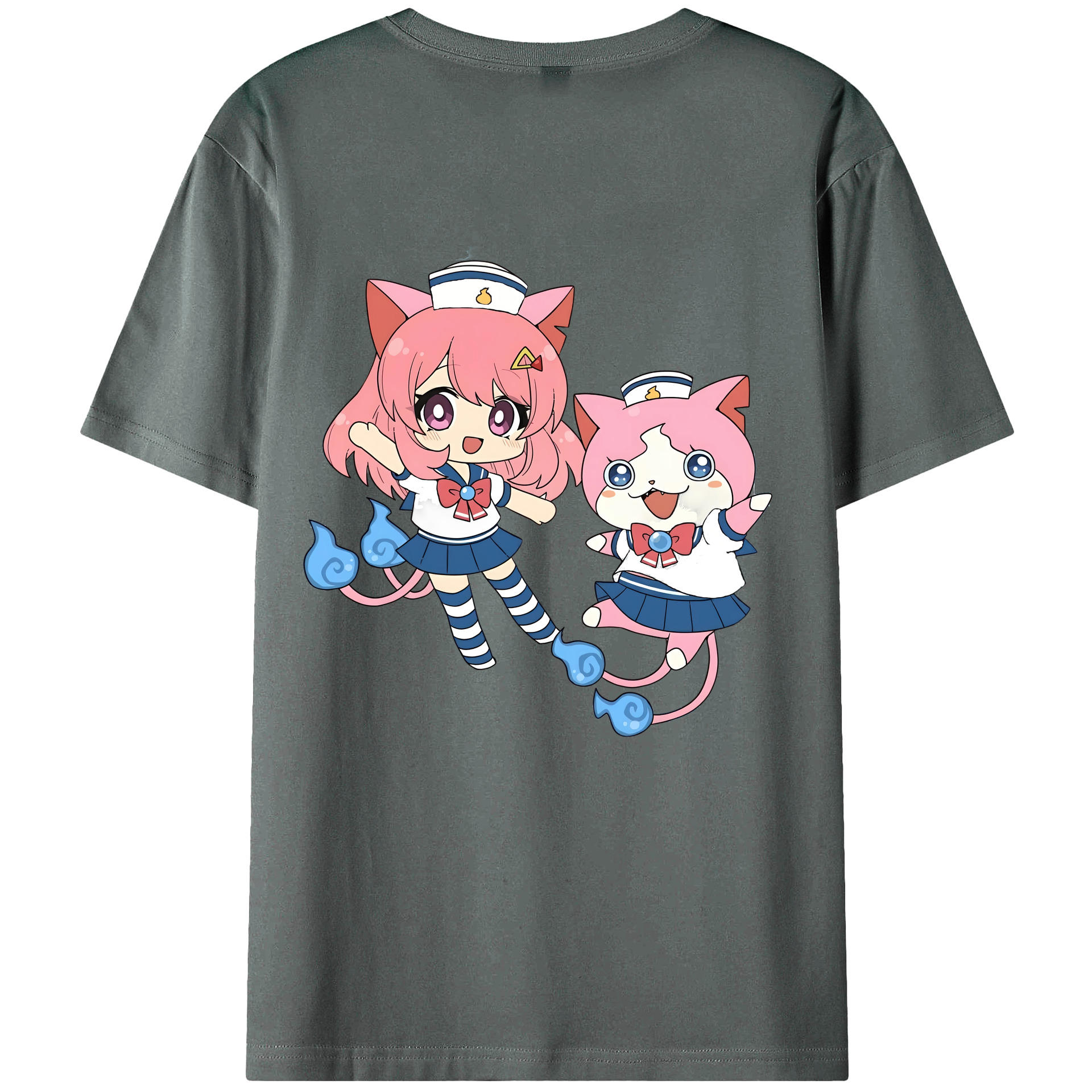 （画像用） 妖怪ウォッチ Yo-kai Watch 綿100％ メンズ半袖Tシャツ（バックプリント） 通気性